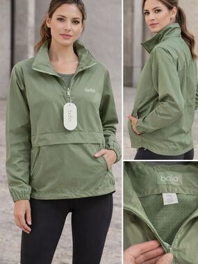 Bala Olive Green Half-Zip Utility Jacket